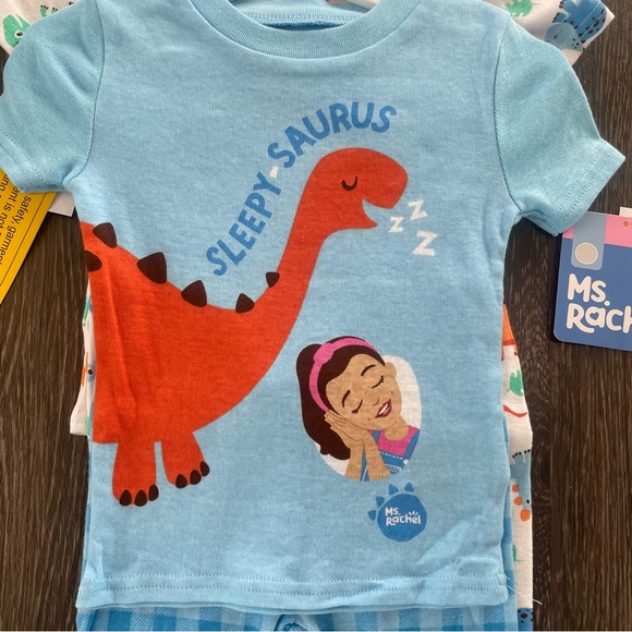 New Ms. Rachel Toddler Boys Dinosaur Snug Fit 4-Piece Pajama Set 2T - Picture 5 of 12